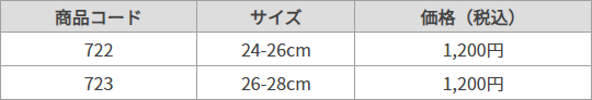 靴下 ハイカット3足組 サイズ表